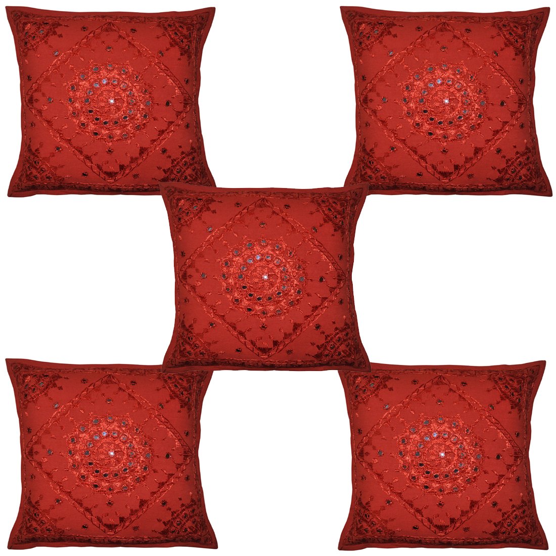 Surva Cart Rajasthani Mirror and Embroidery Work Cushion Covers (16 X 16, Red) Set of 5 Pieces (B0BPDGV7PX) Amazon Price History, Amazon Price Tracker