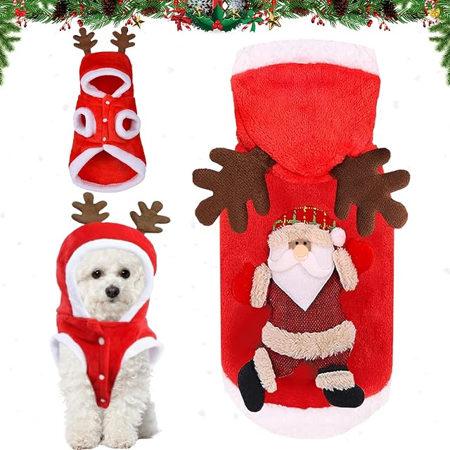 Ropa de Navidad para Perros y Gatos, Disfraz de Navidad para Mascotas, Disfraz Gato de Navideño