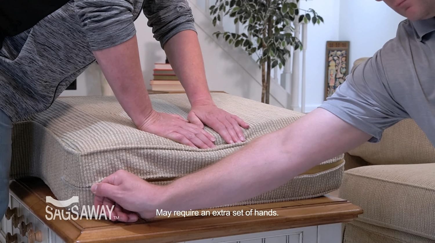 SagsAway XL 1.5in Thick Cushion Insert and .5in Posture Zone for Immediate Lasting Support of 1 Saggy Seat. Military Grade Foam Adds Thickness, Delay Replacing Sofa