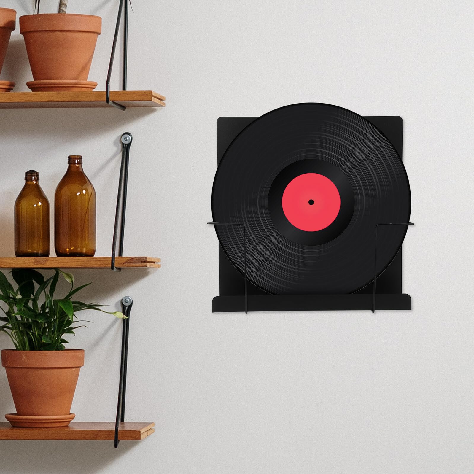 DOITOOL Scaffale da Parete in Metallo Nero per Vinili, Minimalista ed Elegante, Salvaspazio e Organizzazione Estetica per Casa Contemporanea