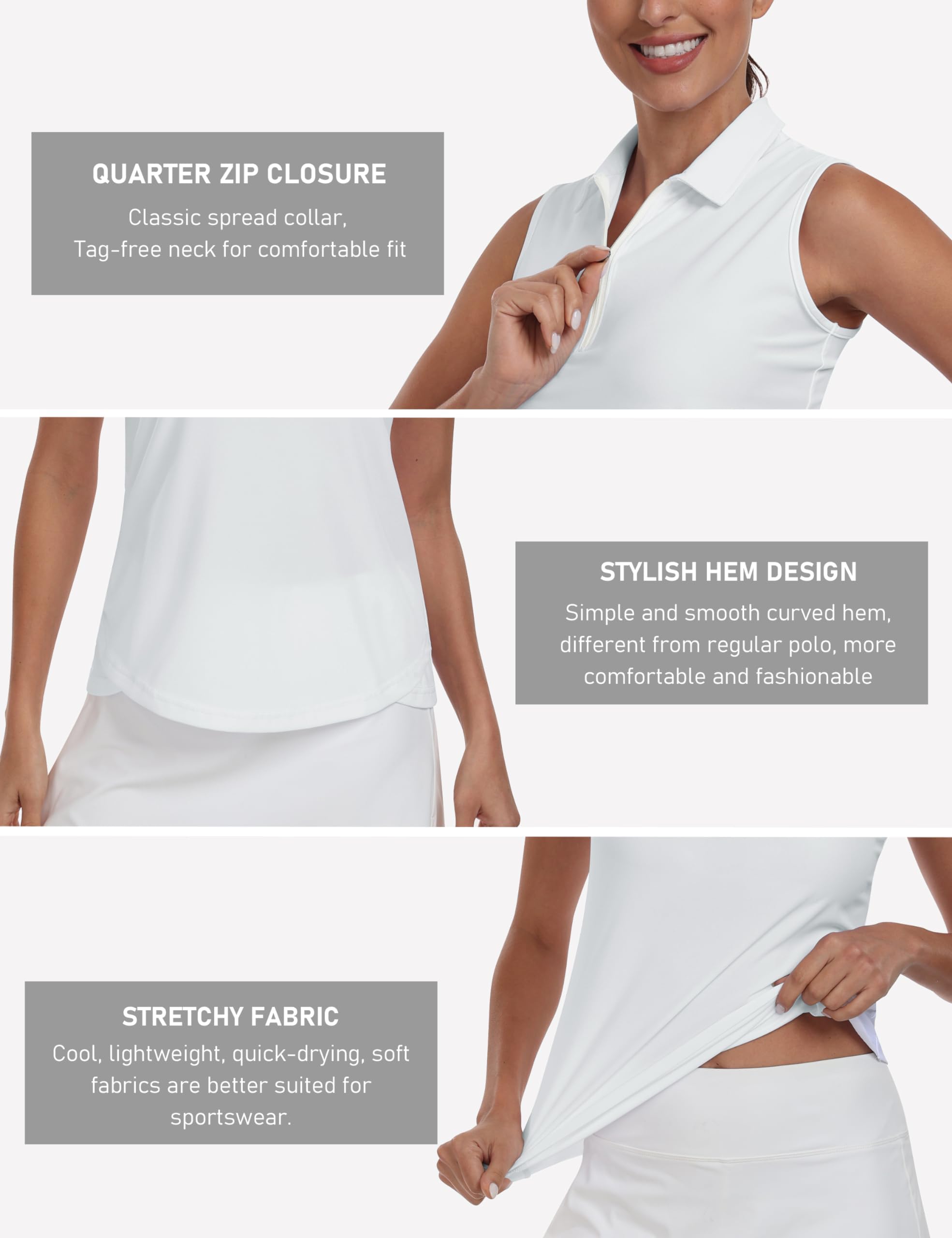 MoFiz Camisetas Sin Mangas para Mujer Polo Verano Camisetas Deportivas Tank Top Golf con Cremallera