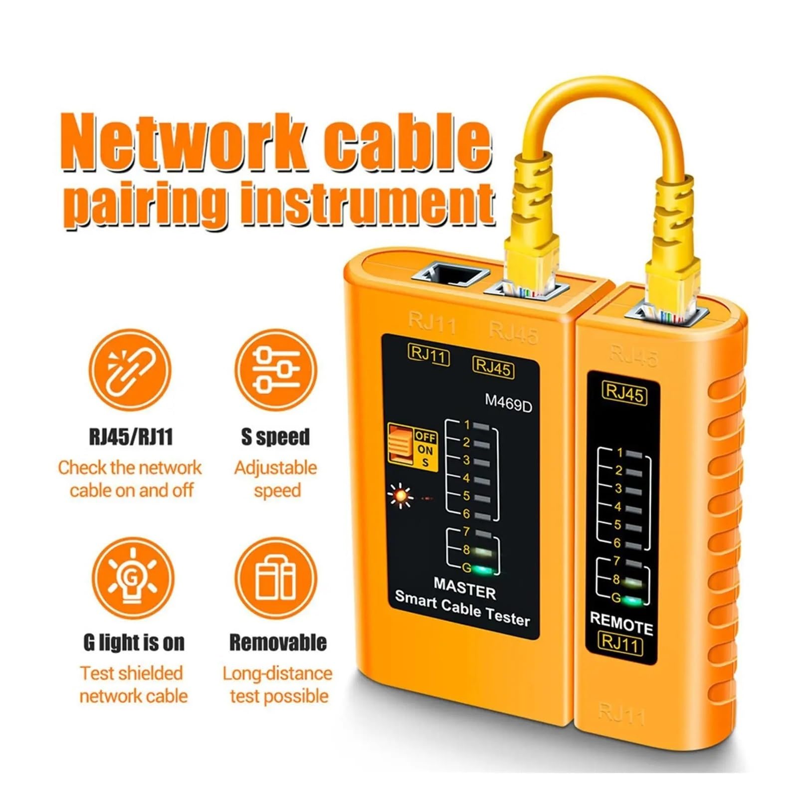 Tester Kabli Sieciowych Narzędzie Sieciowe Narzędzia Do Naprawy Sieci Dokładna Szybka Diagnostyka(2PCS Yellow)
