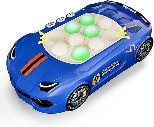 Aliex Juego de burbujas de empuje rápido de coche azul para niños autistas de 2 a 4 años, juguete eléctrico para reventar burbujas, juguete para