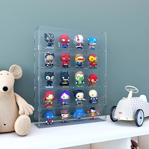 Miniatura 4 de SVENJBB Vitrina acrílica de 5 niveles para montaje en pared y escritorio, vitrina transparente para figuras Funko Pop y mini juguetes