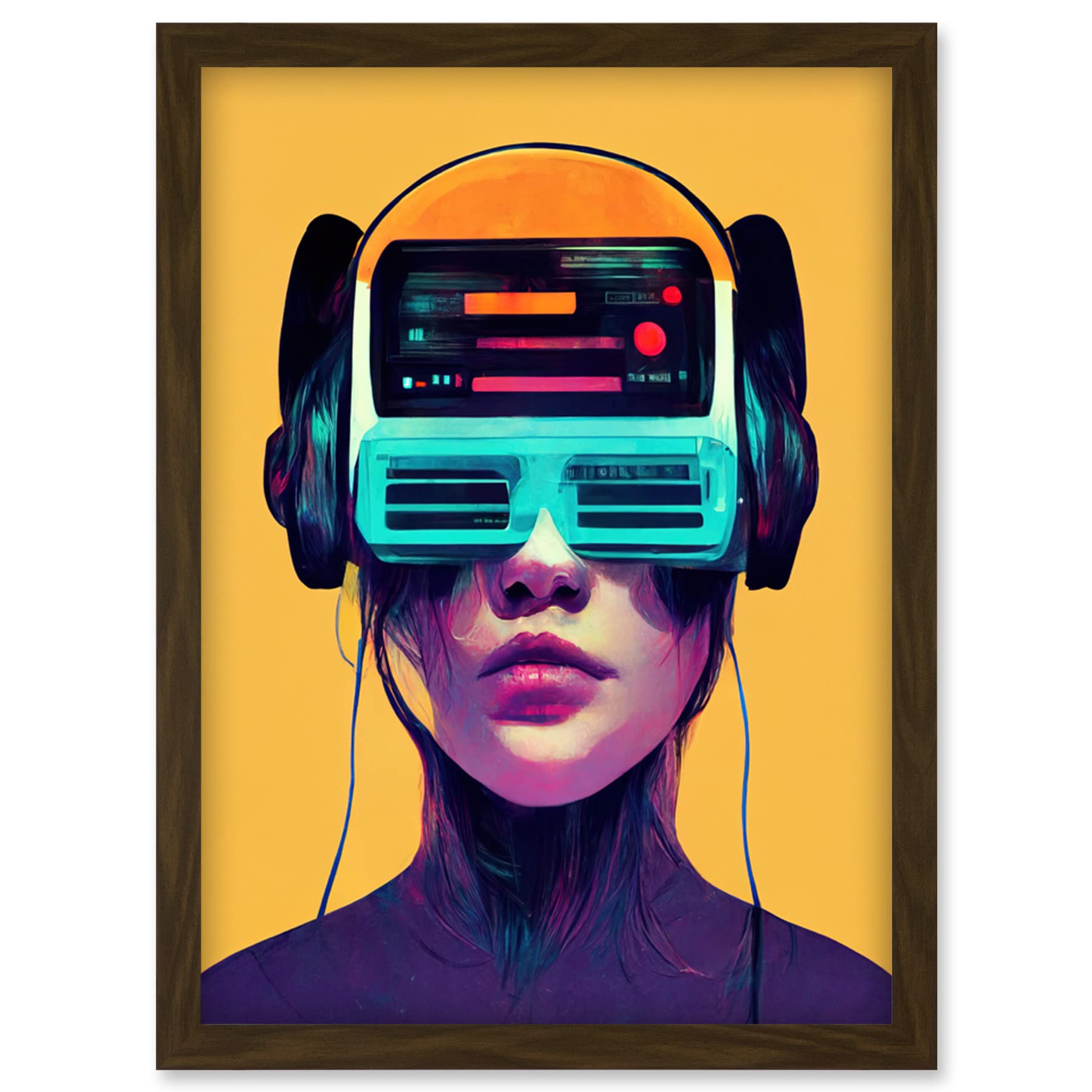 Doppelganger33 LTD The Gamer Streaming VR Headset Retro Futurist Kids Artwork Framed Wall Art Print A4