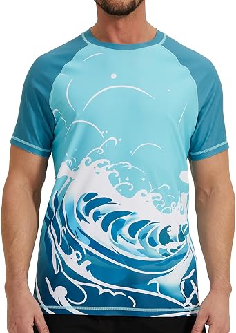VAYAGER Mens Swim Shirt Short Sleeve UPF 50+ Rash Guard