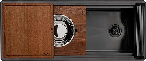 Vista 53 de Ruvati RVH7121BL - Fregadero de cocina de acero inoxidable negro de 21 pulgadas