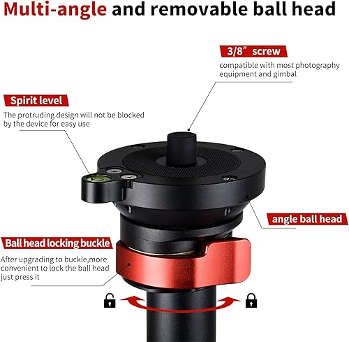 Miniatura 2 de IFOOTAGE Trípode TC6S de fibra de carbono de 65 pulgadas, trípodes de cámara profesional, 3 secciones con poste central, carga útil de 17.6 libras