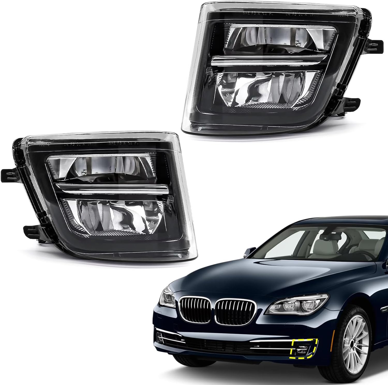 TOPUS Pair LED Fog Lights For BMW 7 Series 740i 750i 760i F01 F02 F03 2012 2013 2014 2015 2016 Fog Lamp Left Driver & Right Passenger Side 63177311287 63177311288 faros antiniebla