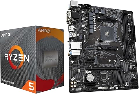 AMD Ryzen 5 4500 Desktop Processor with Gigabyte A520M S2H Micro ATX Motherbo...