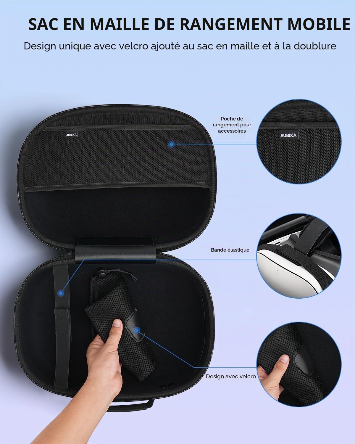 Aubika Étui de Transport pour Accessoires Meta Quest 3/Quest 3S/Quest 2/Quest Pro/PICO 4