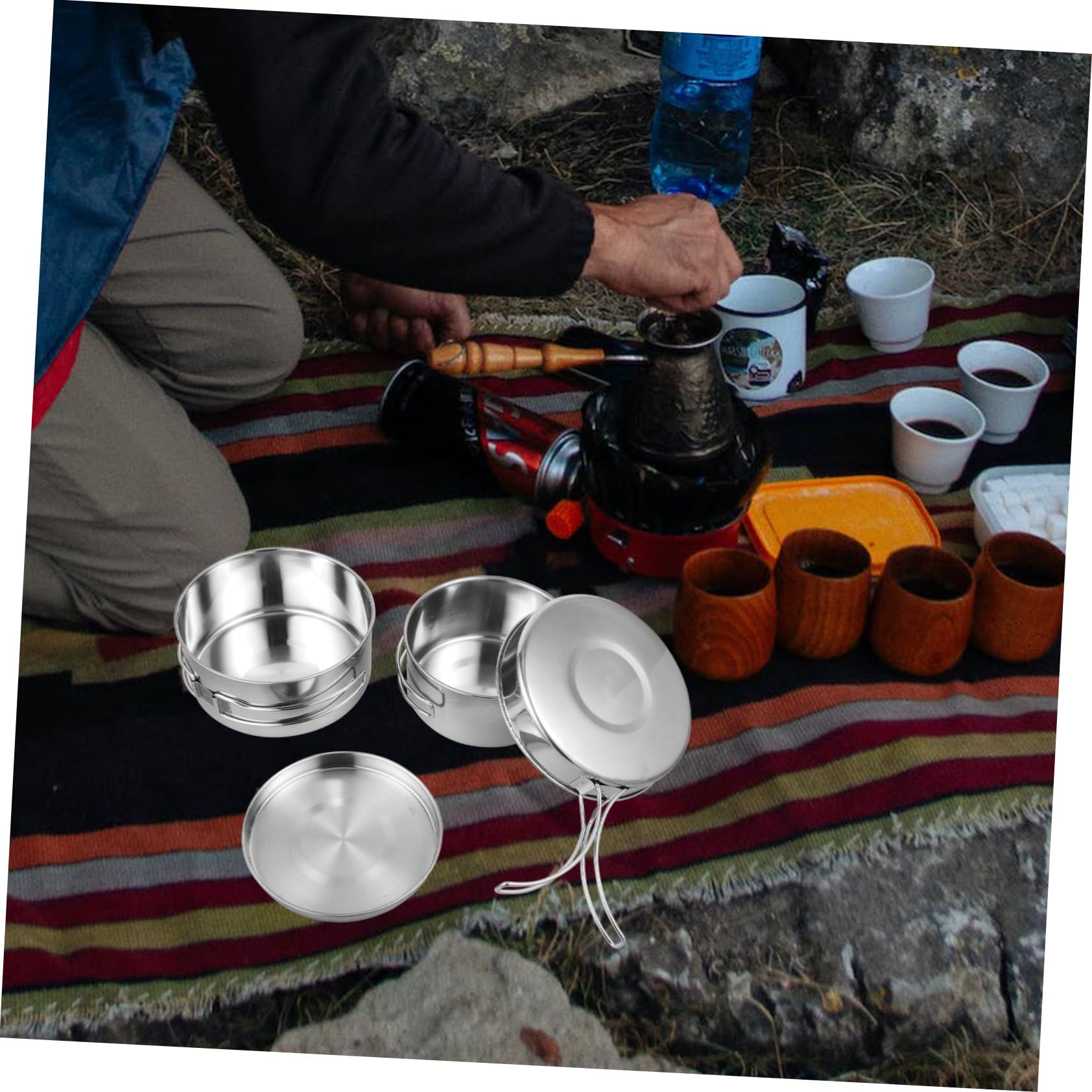 Edelstahl Kochgeschirr Satz 1 Satz mit Edelstahl für Camping