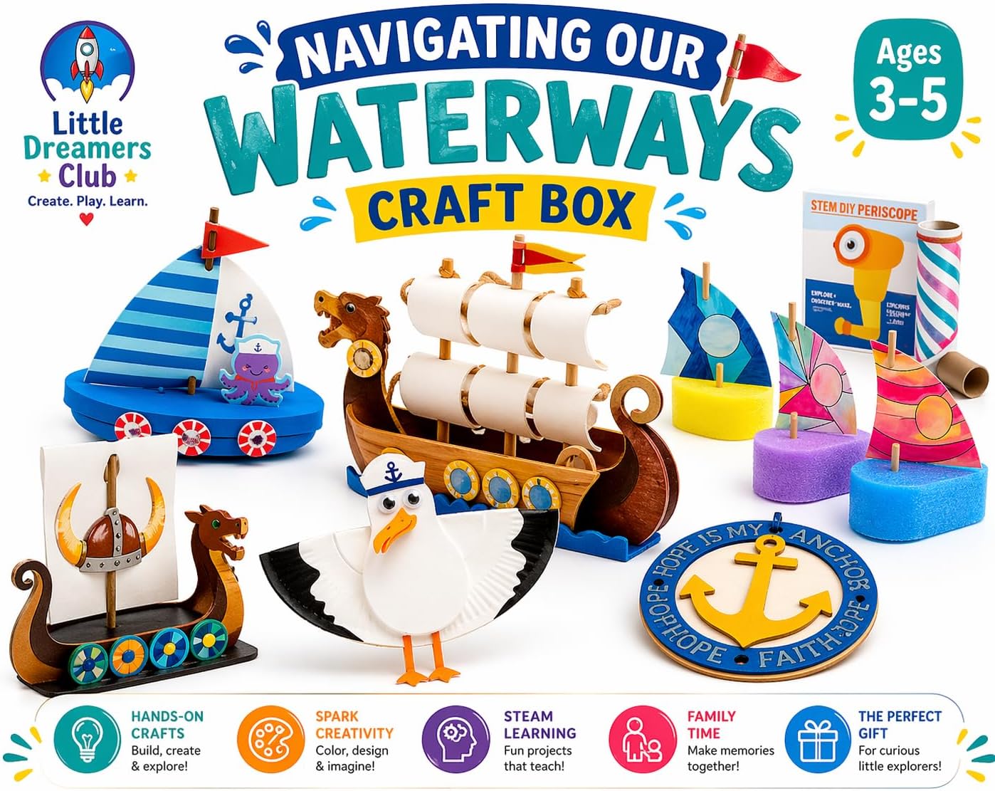Little Dreamers Club Navigating Our Water Ways Craft Box for Ages 3-5