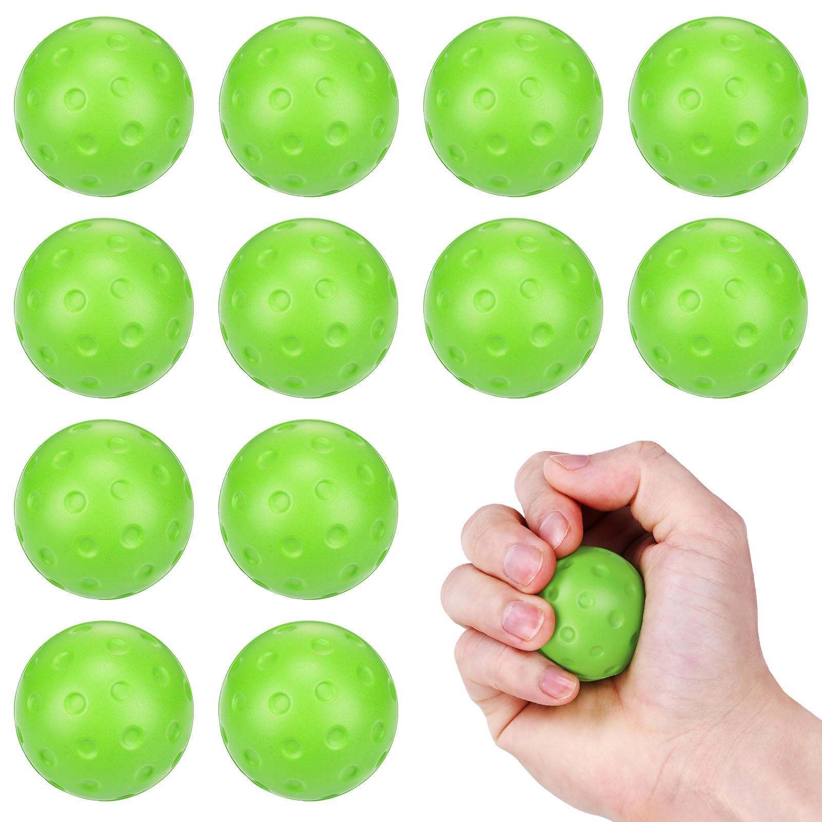 Bensbl 12 Pack Foam Pickleball Stress Balls, 1.57 Inch Mini Squeeze Toys Bulk for Stress Relief Hand Exercise, Pickleball Party Favors Gifts for Office Classroom Sports Events