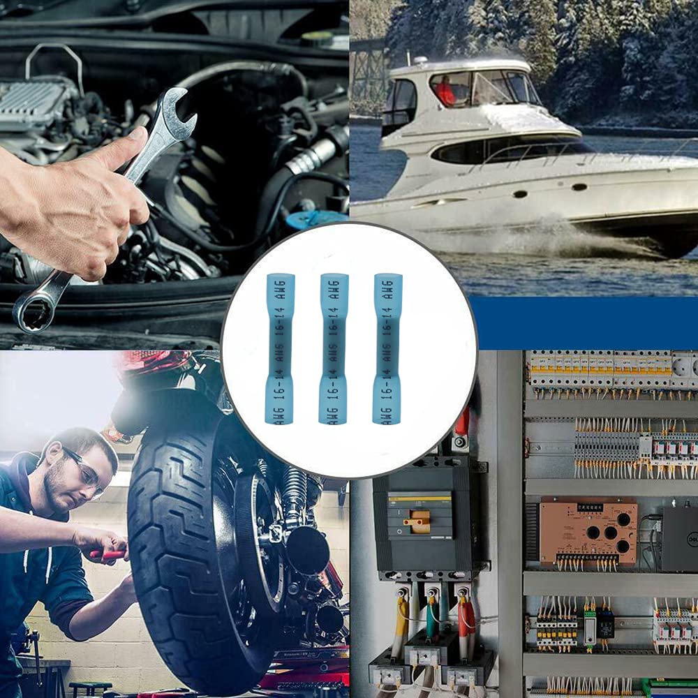 100 Connettori Elettrici A Crimpare Termorestringenti Impermeabili - Capicorda Per Cavi In Rame Stagnato (Rosso, 22-16 AWG)