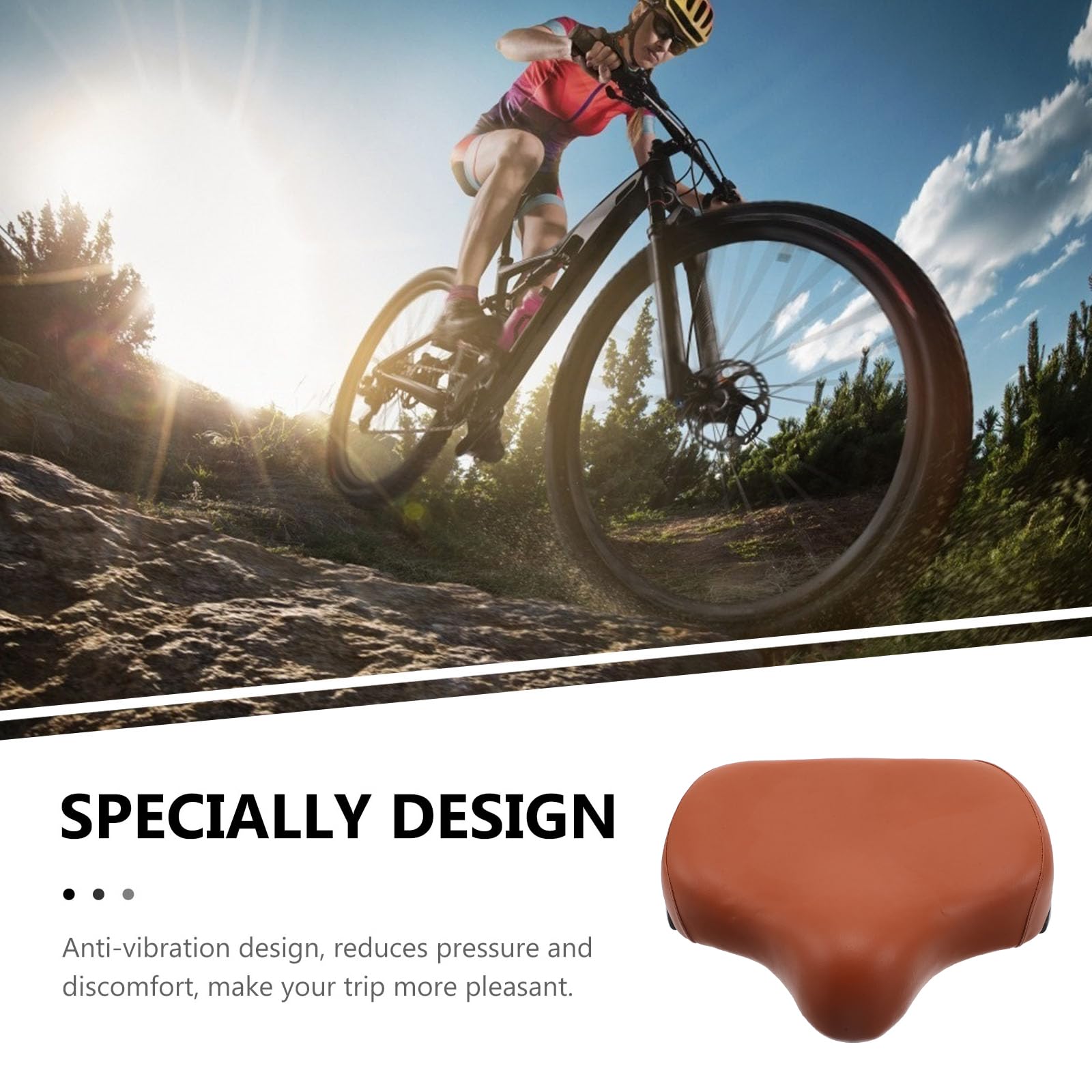 BESTonZON Sella di Ricambio per Cyclette, Cuscino Ergonomico Marrone | Pu, Spugna e Plastica, Struttura Robusta, per Indoor Cycling e Home Gym