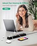 2 Pack-12FT Long Power Bar Surge Protector - with 6 Outlets 4 USB Ports, Heavy-Duty Braided Extension Cord, Flat Plug, 900 Joules, 15A Circuit Breaker, Wall Mount for Home Office