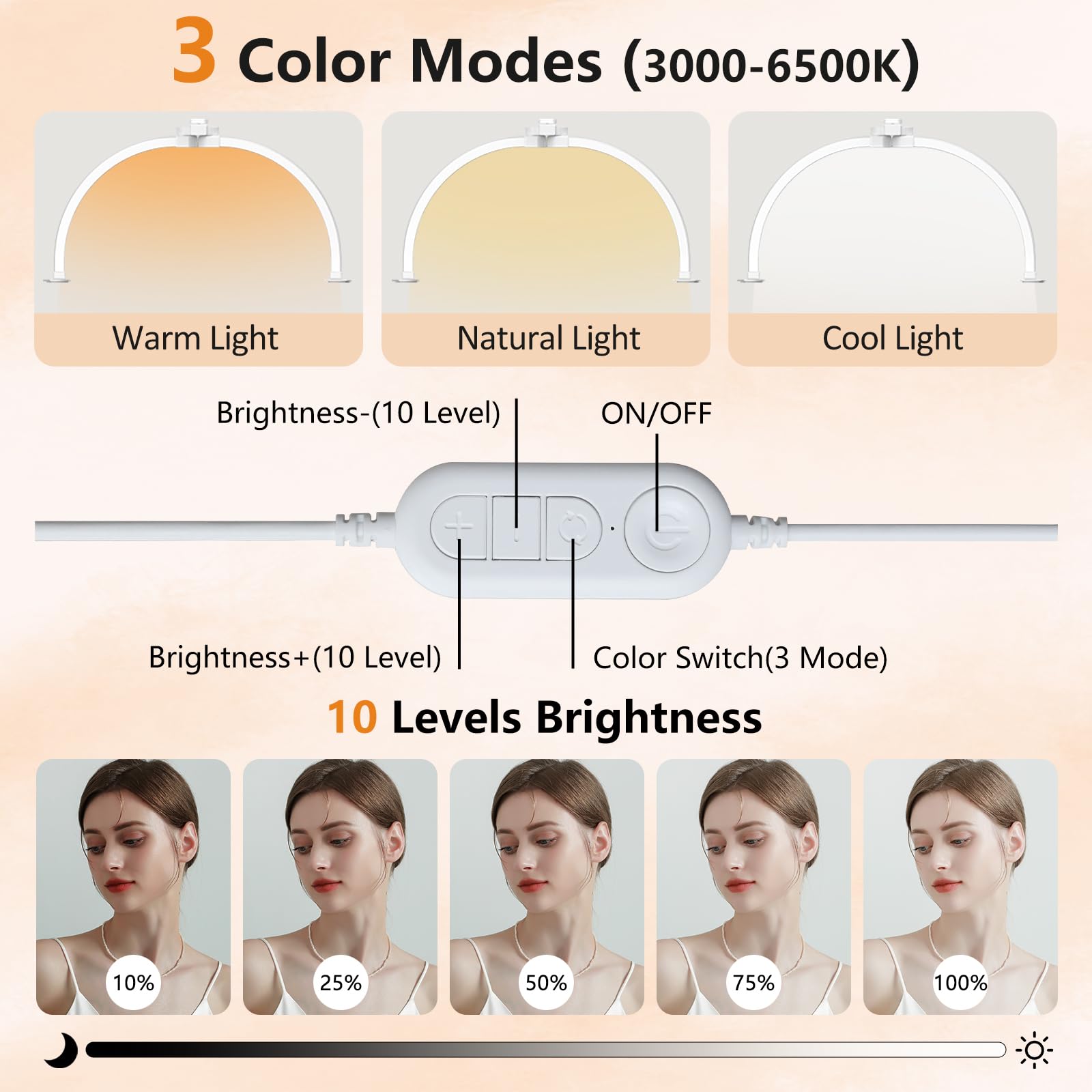 Halbmondlampe für den Nageltisch, LED Nagel Tischlampe für Nageltechniker, Faltbares Led Lampe Nägel Schönheitslicht für Wimpernverlängerungen, Tattoo (Weiß-2)