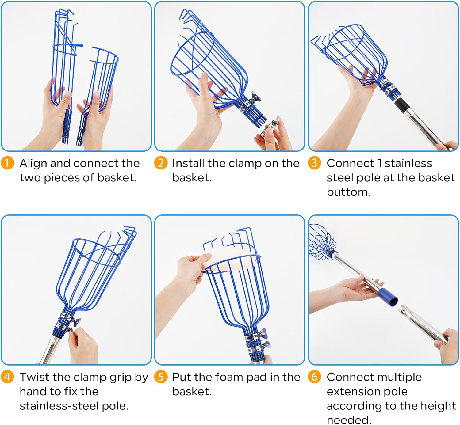 SANLIKE Fruit Picker Pole with Basket 7 FT Adjustable Higher Lightweight Fruit Grabber Tool with Extension Pole for Apple Avocado Lemon Peach Pear Mango and Other Fruit Tree Harvester
