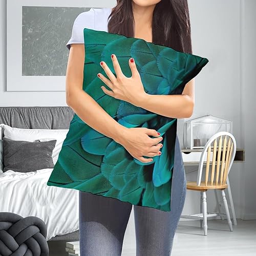 Miniatura 5 de Fundas de almohada decorativas con estampado de plumas y purpurina verde azulado y dorado, 12 x 20 pulgadas, para decoración del hogar, sala de