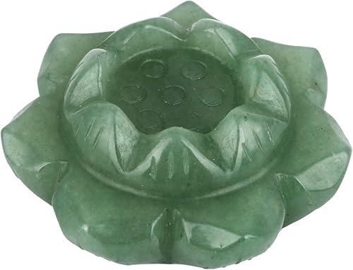 mookaitedecor Soporte de bola de cristal de flor de loto tallada aventurina verde