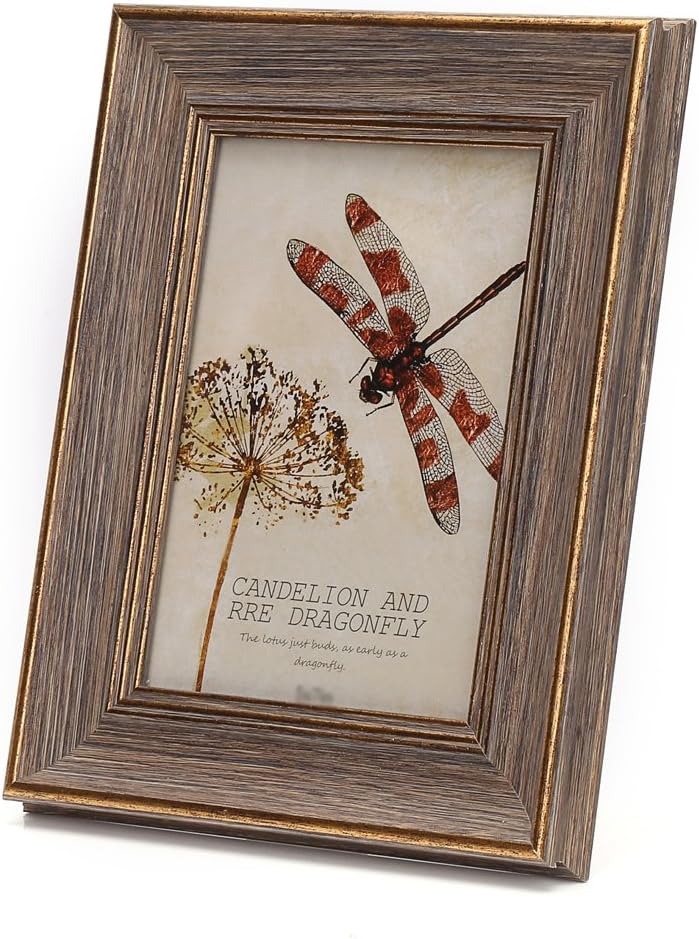 6x8 Inches Vintage Feel Rustic Picture Frame for Tabletop or Wall Hanging with Glass Front (6x8, Brown) - Image 2