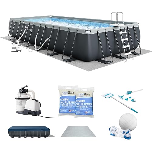 Intex 26367EH Ultra XTR 24ft x 12ft x 52in Above Ground Swimming Pool Set with Sand Filter Pump and OptiFlow 50lb Premium Filter Sand (2-Pack)
