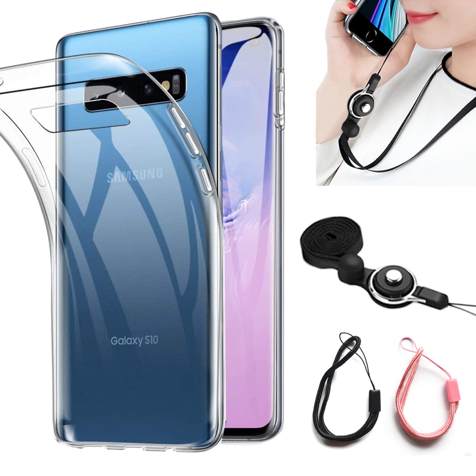 Amazon | GOKIGIOD 適用 Galaxy S10 ケース クリア 【 ストラップ 三本
