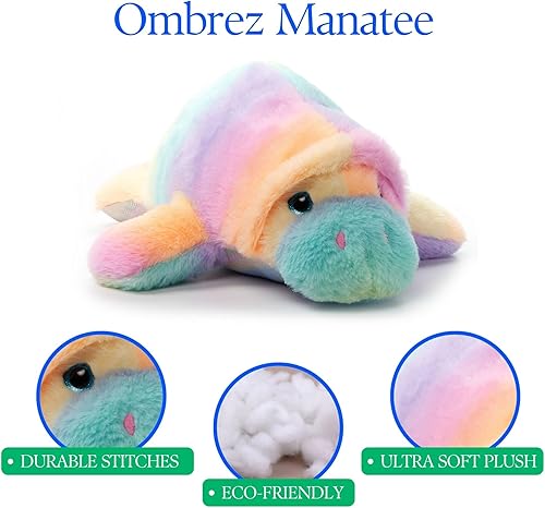 Miniatura 6 de The Petting Zoo Manatee - Peluche de animales Ombrez, juguete de peluche de manatí arcoíris de 12 pulgadas