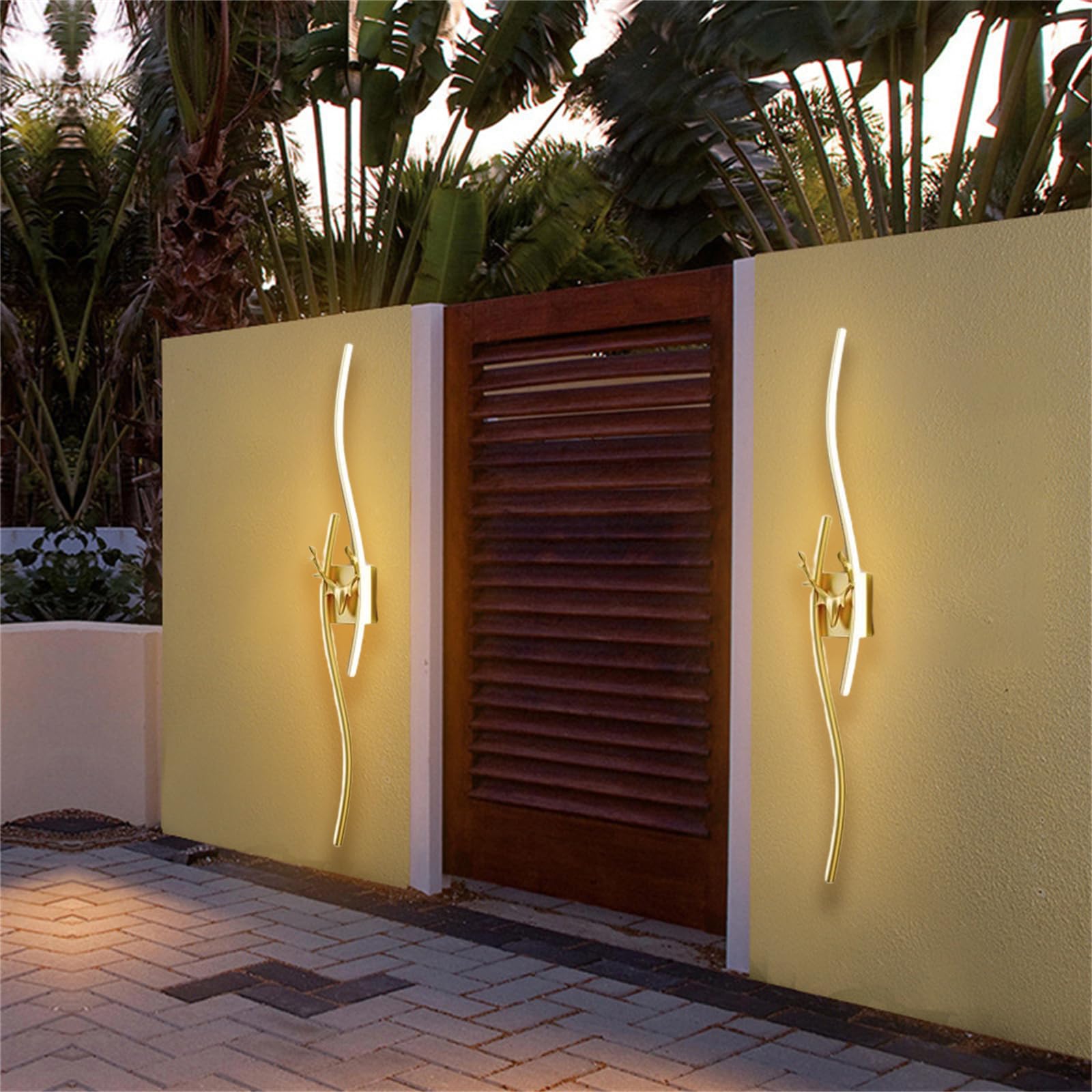 Moderno Lampada da Parete Lungo LED Impermeabile IP65 Applique da Parete Soggiorno Apparecchio da Parete Terrazza Alluminio Acrilico Illuminazione a Parete Ingresso (Oro-Luce Calda,120CM)