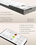 EZVALO 6-Pack Sous l'éclairage de cabinet avec station de recharge, les lumières de détecteurs de mouvement rechargeables, 3 Temps de couleur, variable 62 LED Feux de rangement activés sans fil Motion avec télécommande pour cuisine,Couloir