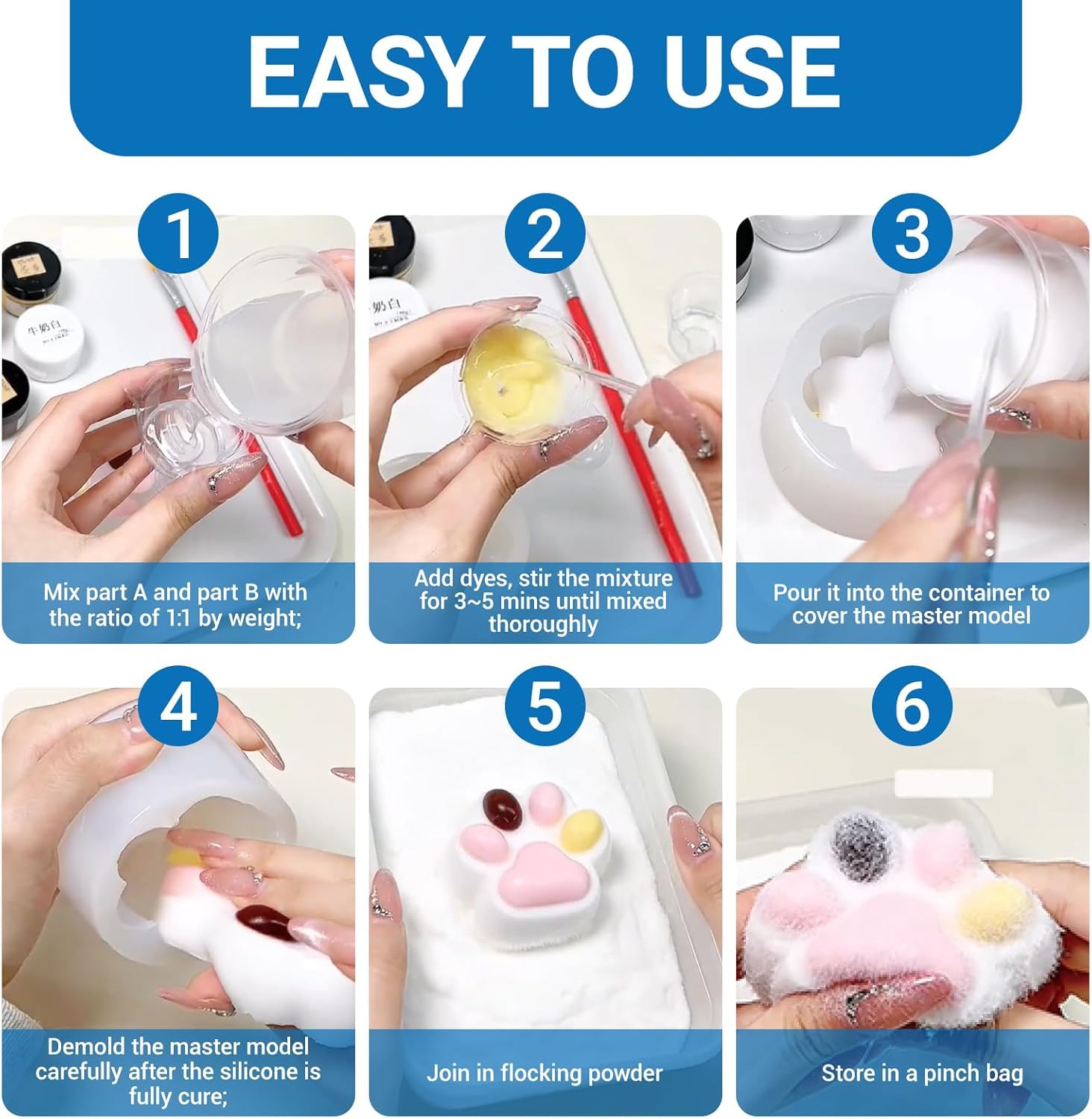 Płynny silikon do zestawu DIY Taba Squishy, ciekły kauczuk silikonowy A+B 1:1 do Squishy Maker, kreatywny zestaw DIY, prezent antystresowy
