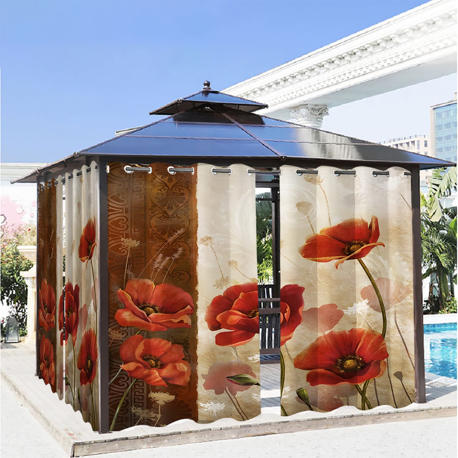 Rideau pour pergola extérieur thermique épais à oeillets