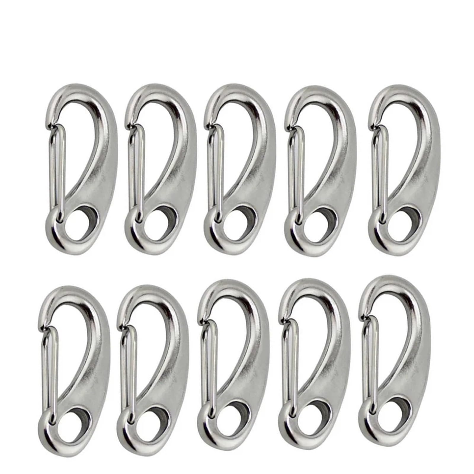 Clip Mosquetón con Forma Huevo 10 ganchos a presión con forma de huevo de acero inoxidable 304, 40 mm, 50 mm, 70 mm de longitud, ganchos a presión de resorte de liberación rápida de metal de seguridad