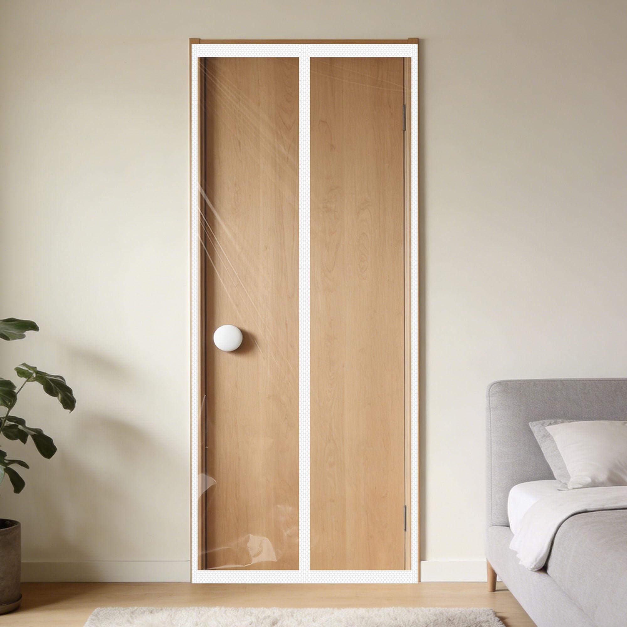Rideau de porte isolant 62 x 224 cm protection contre le froid blanc