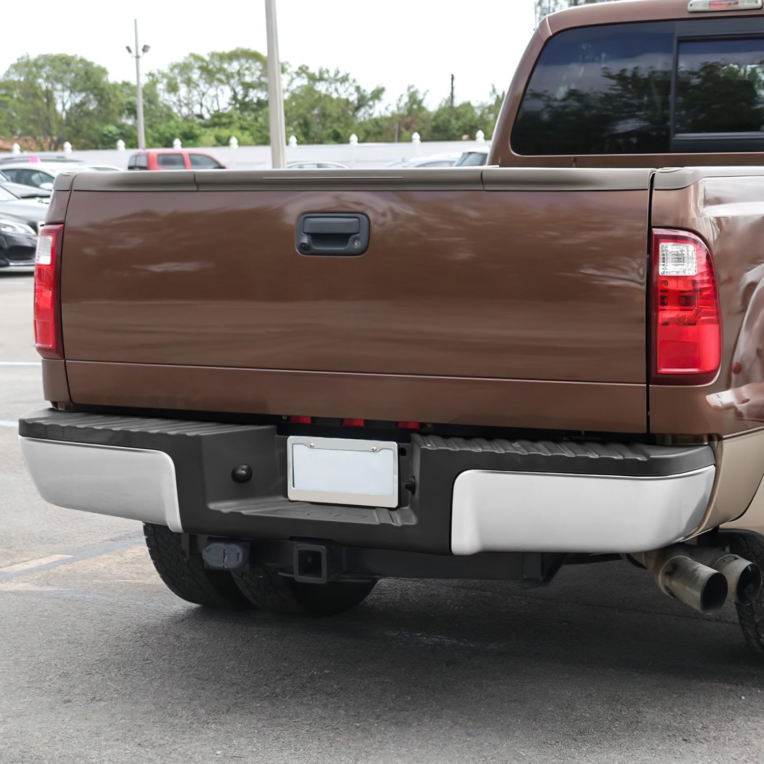 DNA MOTORING Pair of Rear Bumper Ends Compatible With Ford F250 / F350 / F450 SD 2008-2016, Without Park Assist, FO1104122, Chrome, BUMP-R-F45008-C-01-CH-L