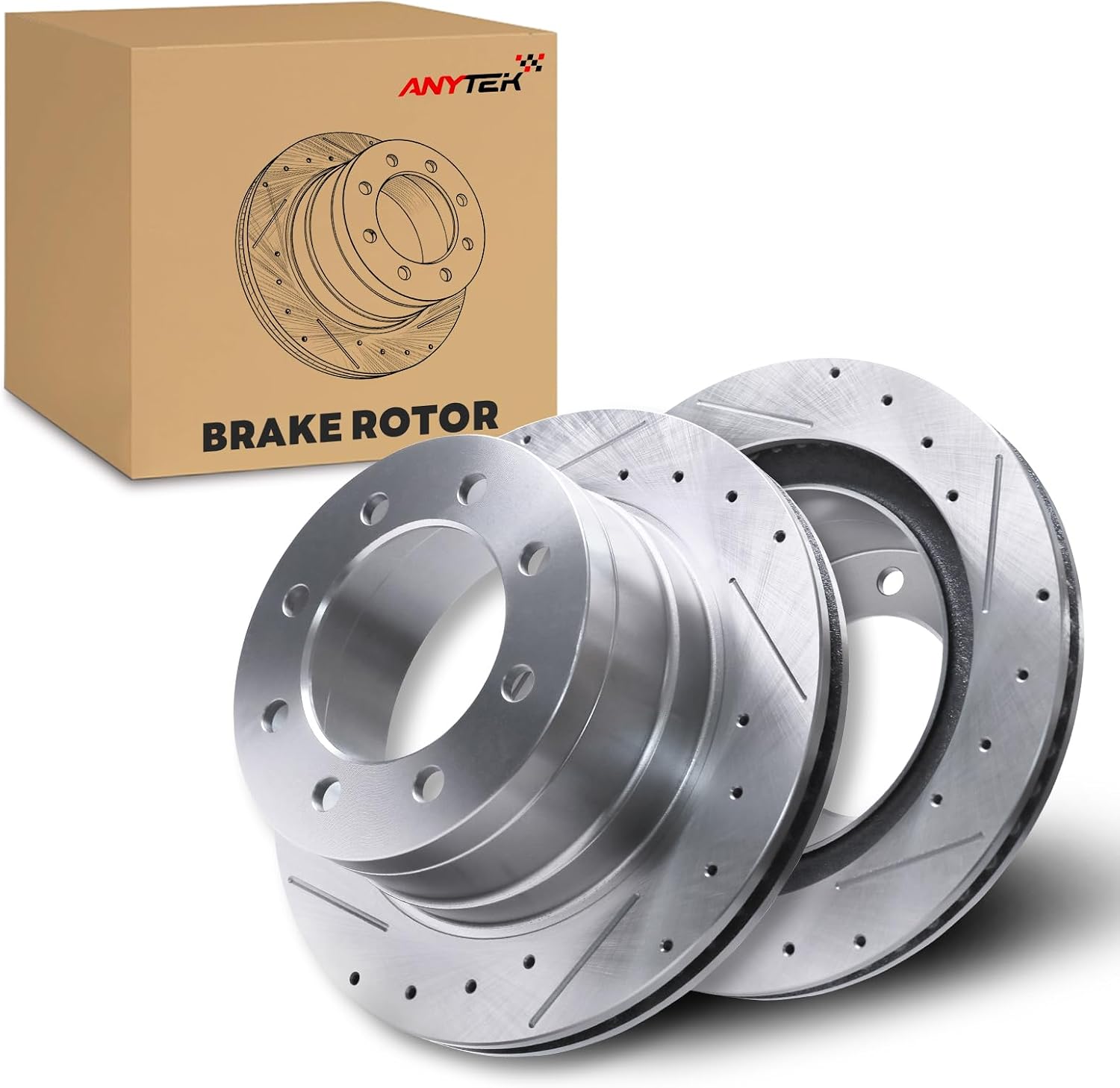 Rear Drilled and Slotted Disc Brake Rotors for Dodge Ram 1500 2006-2008 Ram 2500 2003-2008 Ram 3500 2003 2004 2005 2006 2007 2008 Replace# 53011
