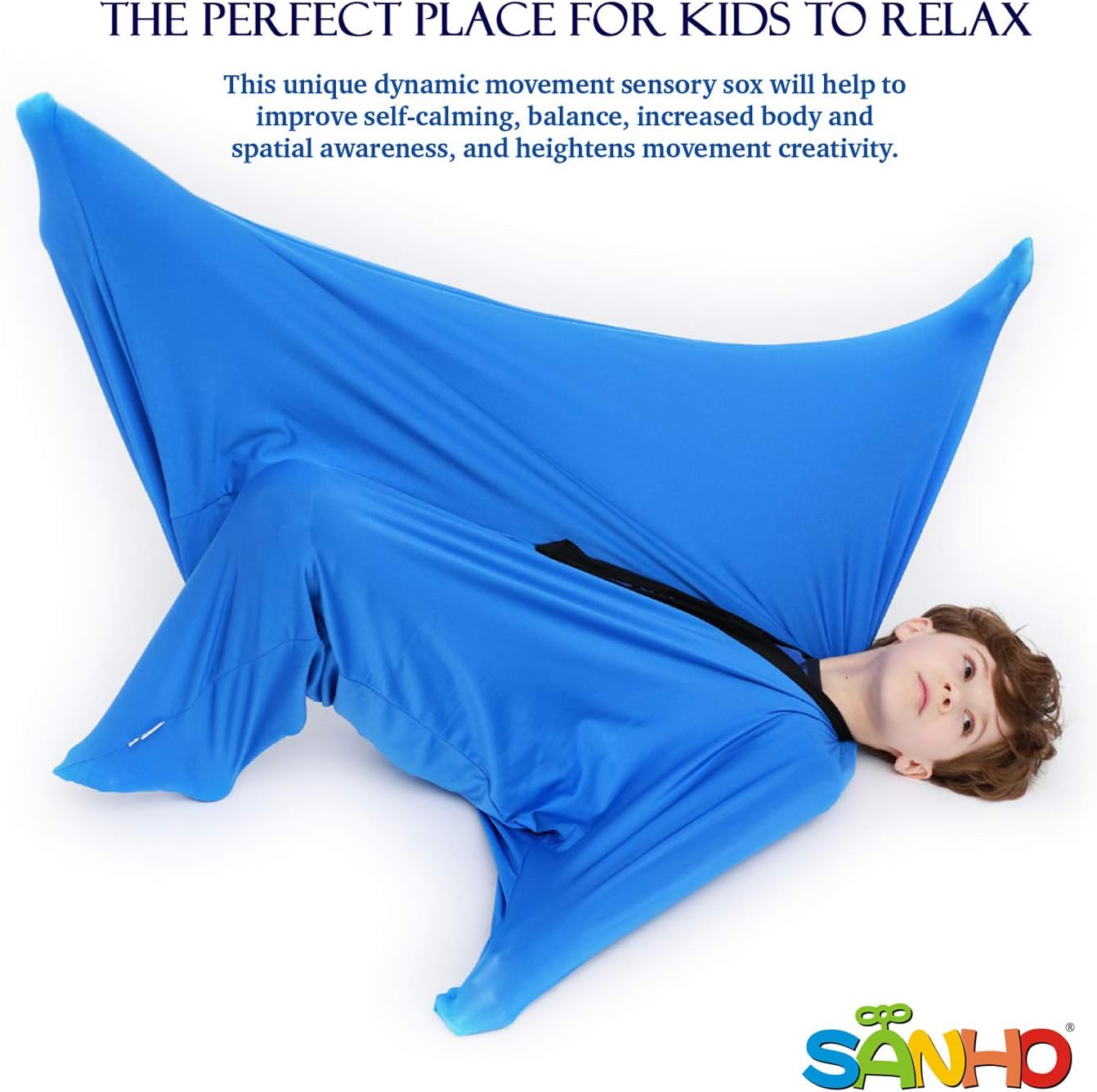 SANHO Yopo Dynamic Movement Sensory Sox, Medium,6-9 years old, 47''HX27''W,Good for Height:41"-51",Updated Version,Blue - Image 2