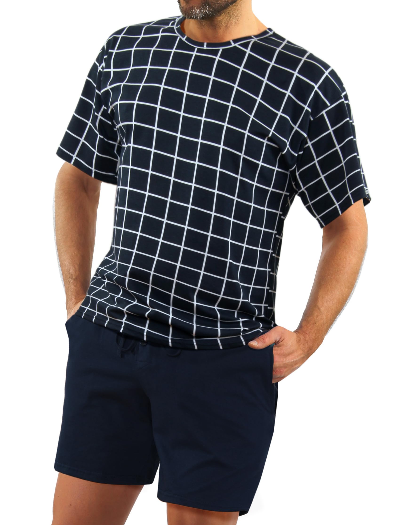 Sesto Senso Pijama Hombre Corto Algodon Verano Manga Corta Pantalon Corto