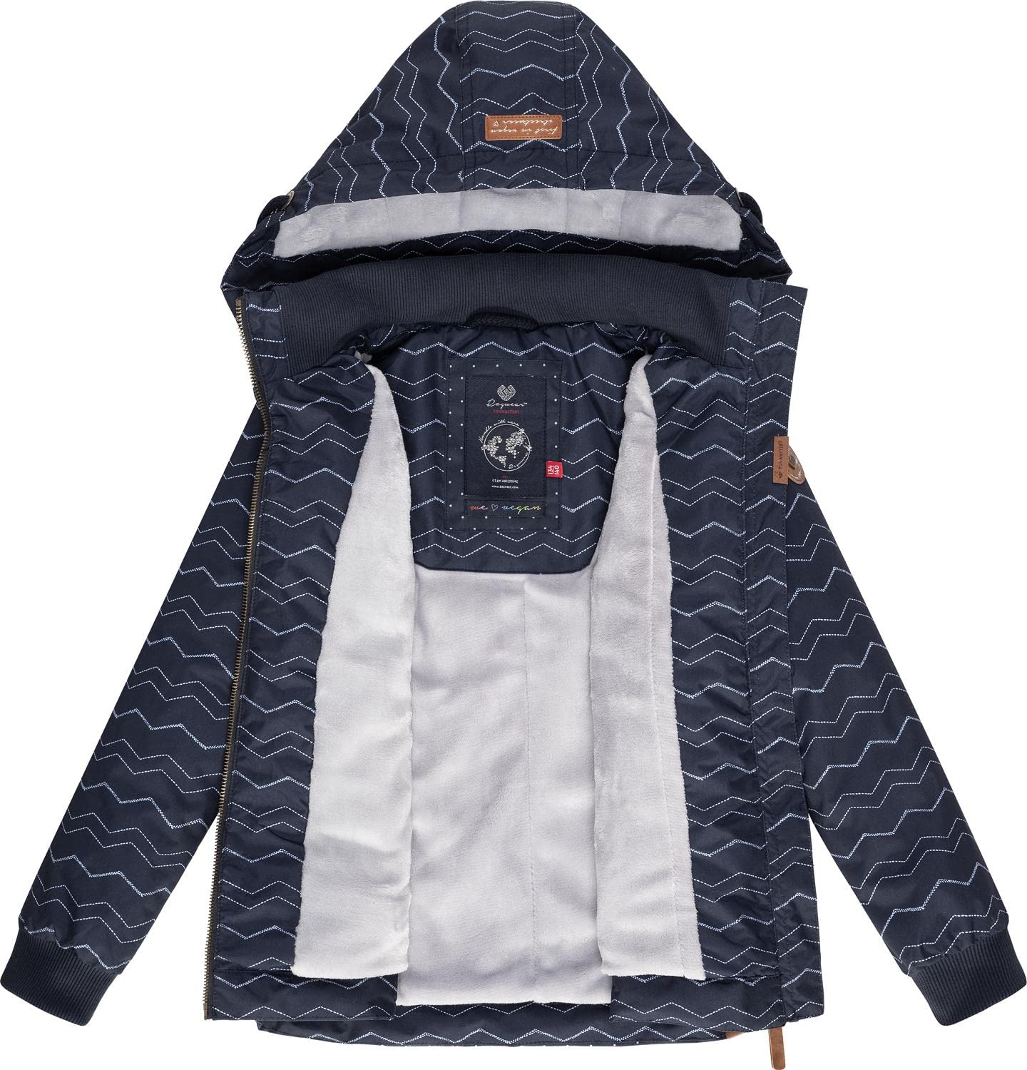 Ragwear Kinder Mädchen Winterjacke Outdoorjacke mit Kapuze wasserdicht Kristla Chevron 128-152