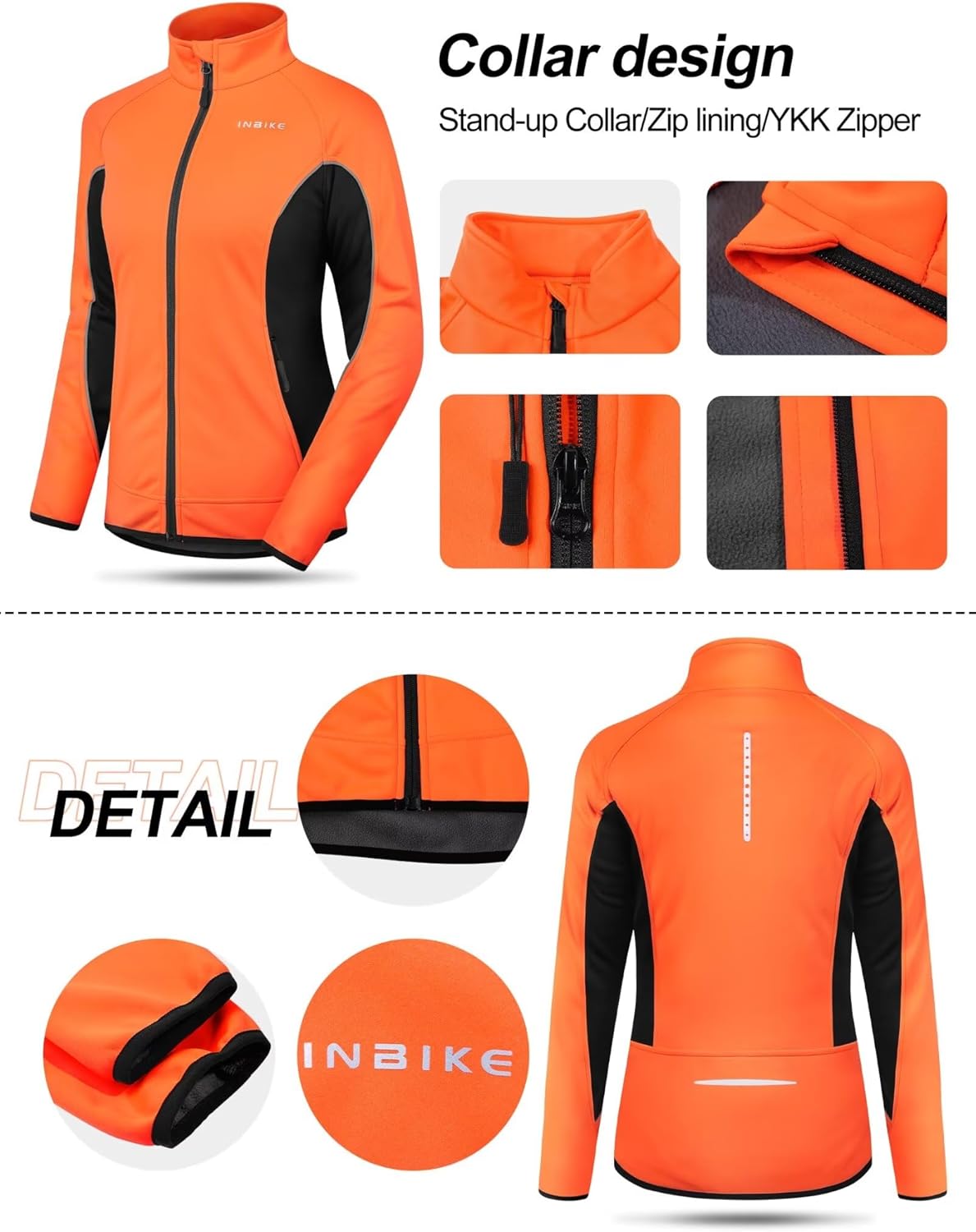 INBIKE Women's Cycling Jacket Biking Running Windbreaker Thermal Fleece Lined Reflective Coat for Cold Weather Winter - Image 5