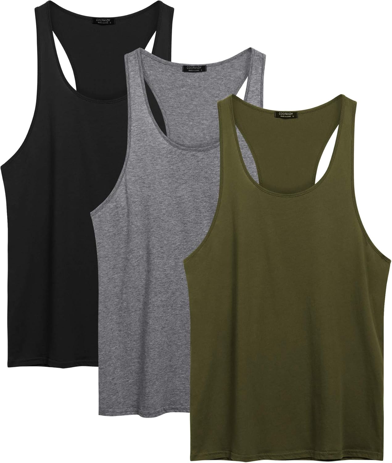 COOFANDY Men's 3 Pack Tank Tops Cotton Performance Sleeveless Casual Classic T Shirts - Image 5