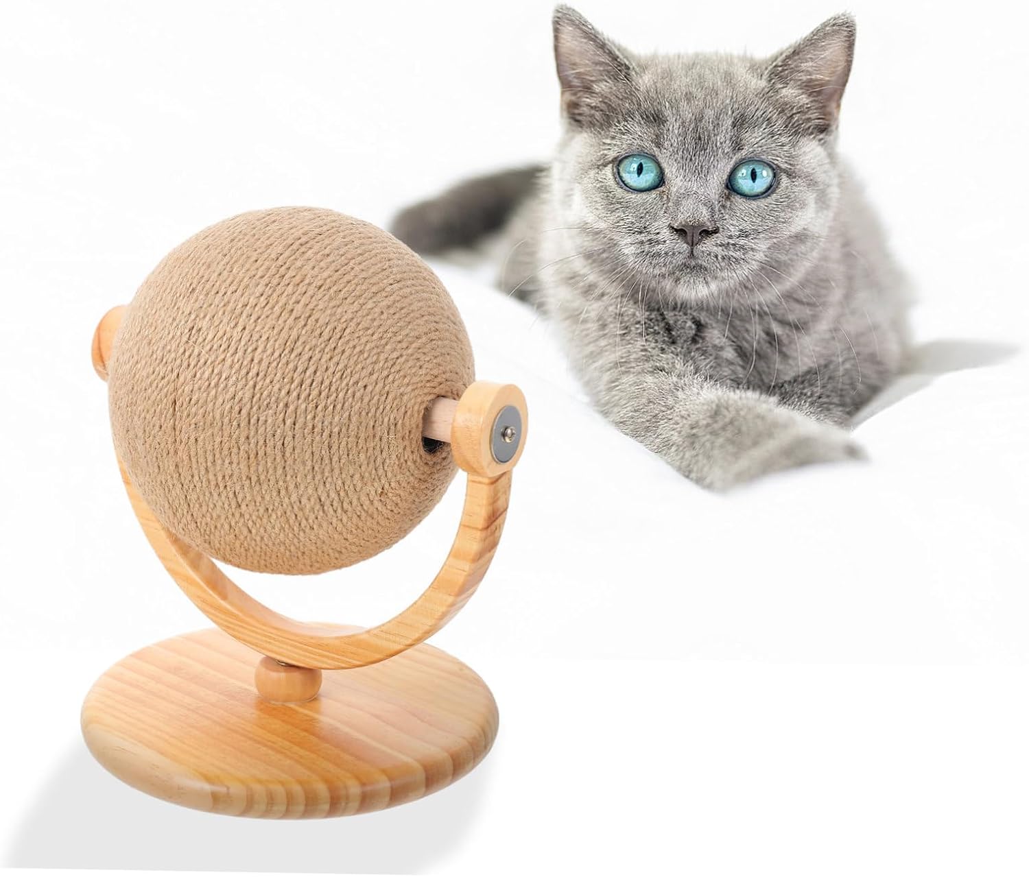 Cat Scratching Globe Toy Sisal Cat Scratcher Solid Base Interactive Pet Plaything to Prevent Furniture Damage for Shops