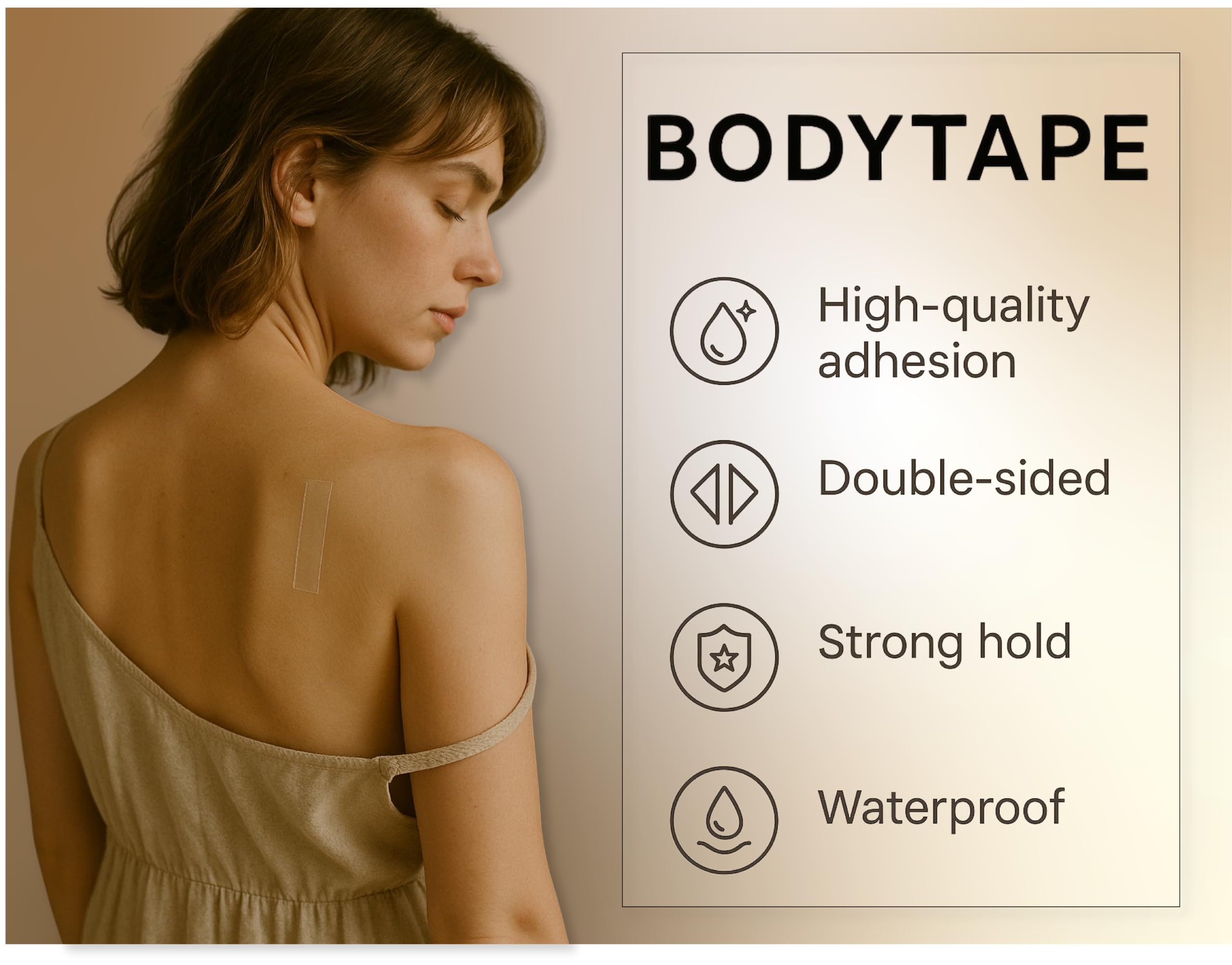 Dpm tape - Body Tape - Przezroczysta dwustronna taśma klejąca na dekolty, paski na ramię i odzież, hipoalergiczna z certyfikatem ISO, bez pozostałości, przenośna, 40 sztuk