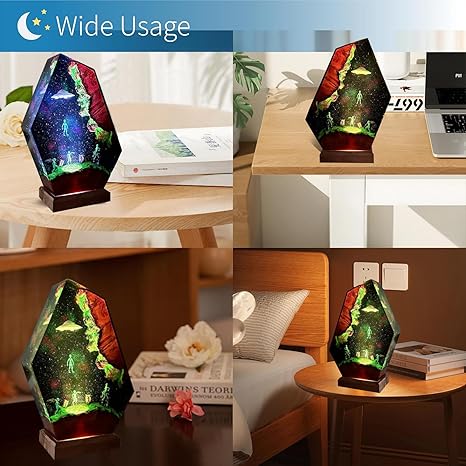 FOTN FOTN Alien Resin Lamp Handmade Color Changing Desk Lamp Unique Bedroom Decor Nightstand Lighting for Home Office Gift Ideas Modern Space Decorations (8 in) photo 3
