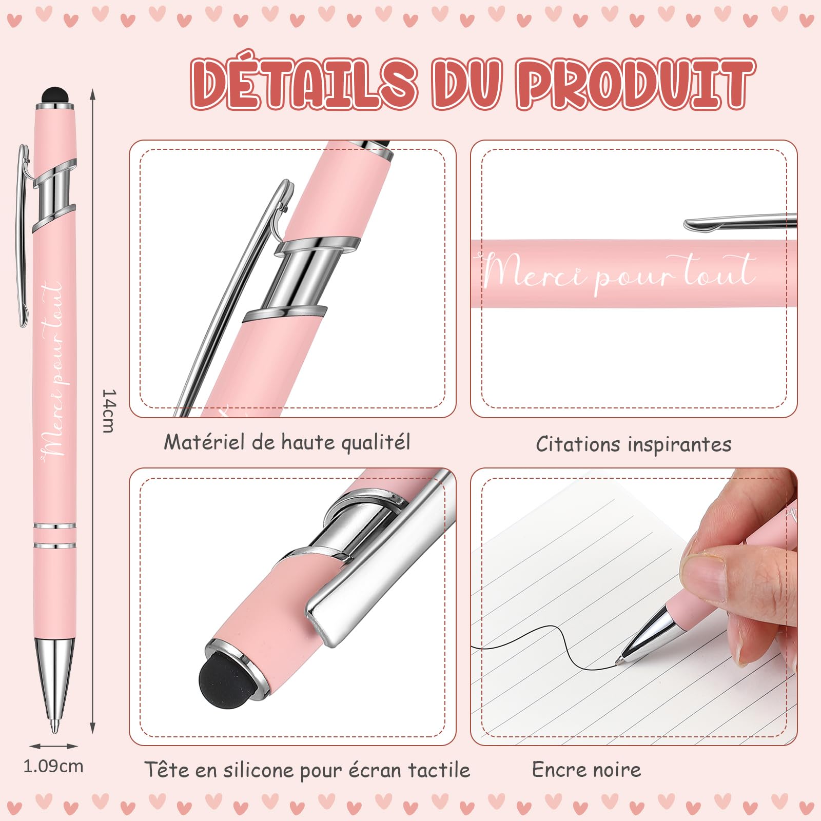 Clabby 36 Stück Dankeschön Kugelschreiber Set – Mit Stylus, „Danke Für Alles“, 14 Cm