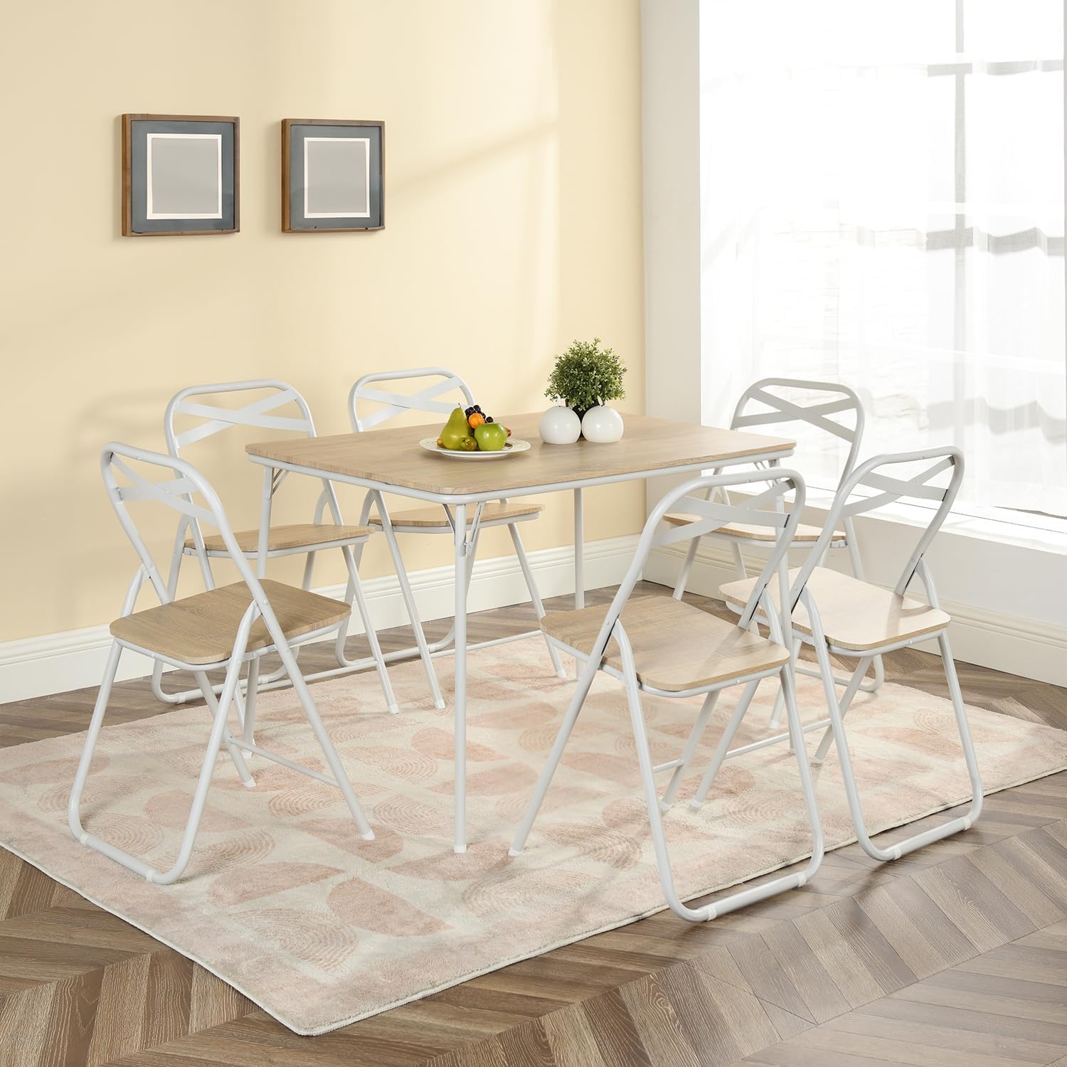 Homy Casa Indoor & Outdoor Portable Folding Tablewith MDF Tabletop, Square Card Table Utility Game Table for Dining, Camping, Puzzles and Picnics (Beech)