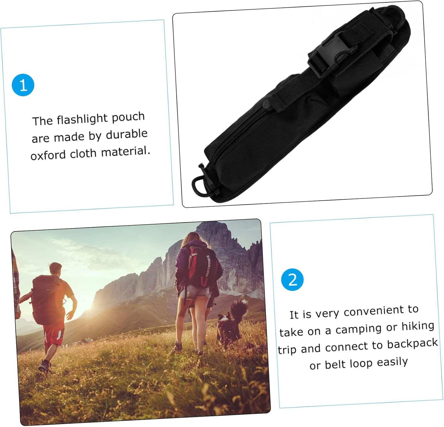Toddmomy Led Torch Flashlight Cover Case Portable Oxford Pouch Belt Clip for Hunting Gear image 4