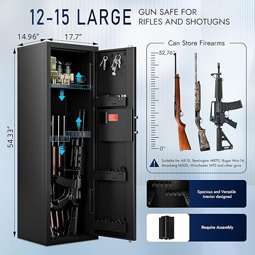 Miniatura 2 de Karini 10-15 Caja fuerte biométrica para rifles y pistolas. Cajas fuertes biométricas para rifles con huellas dactilares para el hogar. Gran
