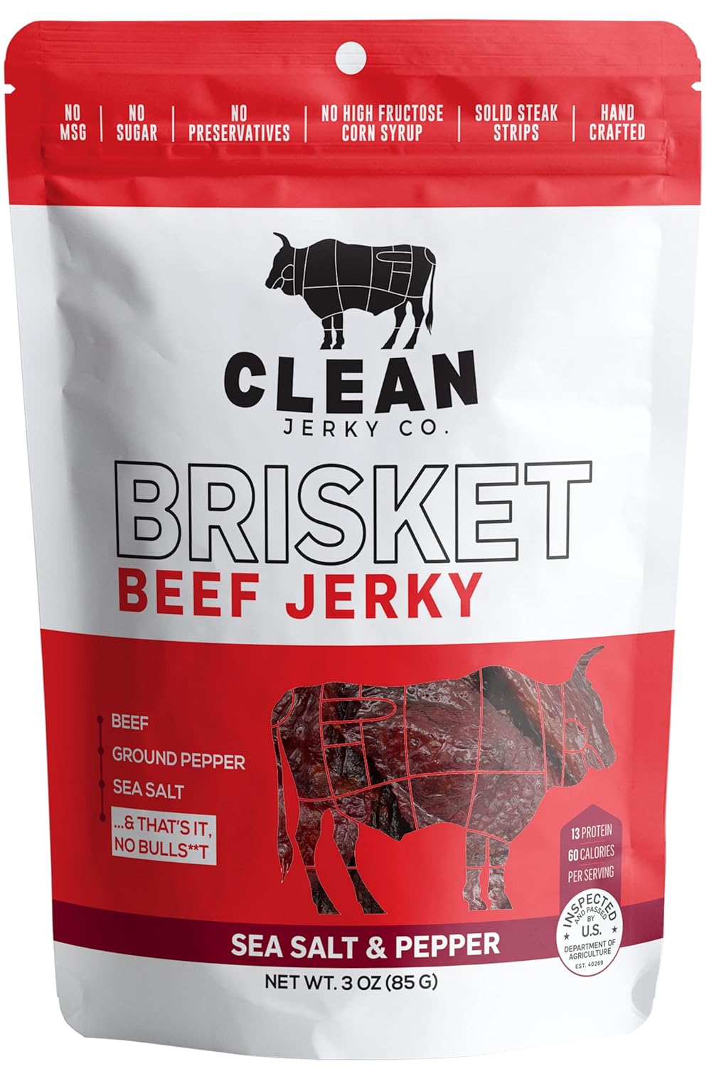 Clean Jerky Co. Old Fashioned Dry SugarFree Beef Jerky